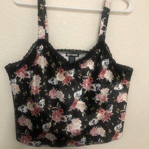 NWT Hot Topic Skull & Roses Cami Crop Top Size Large